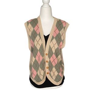 Vintage Jantzen Classics Argyle Button Down Vest - Size Large
